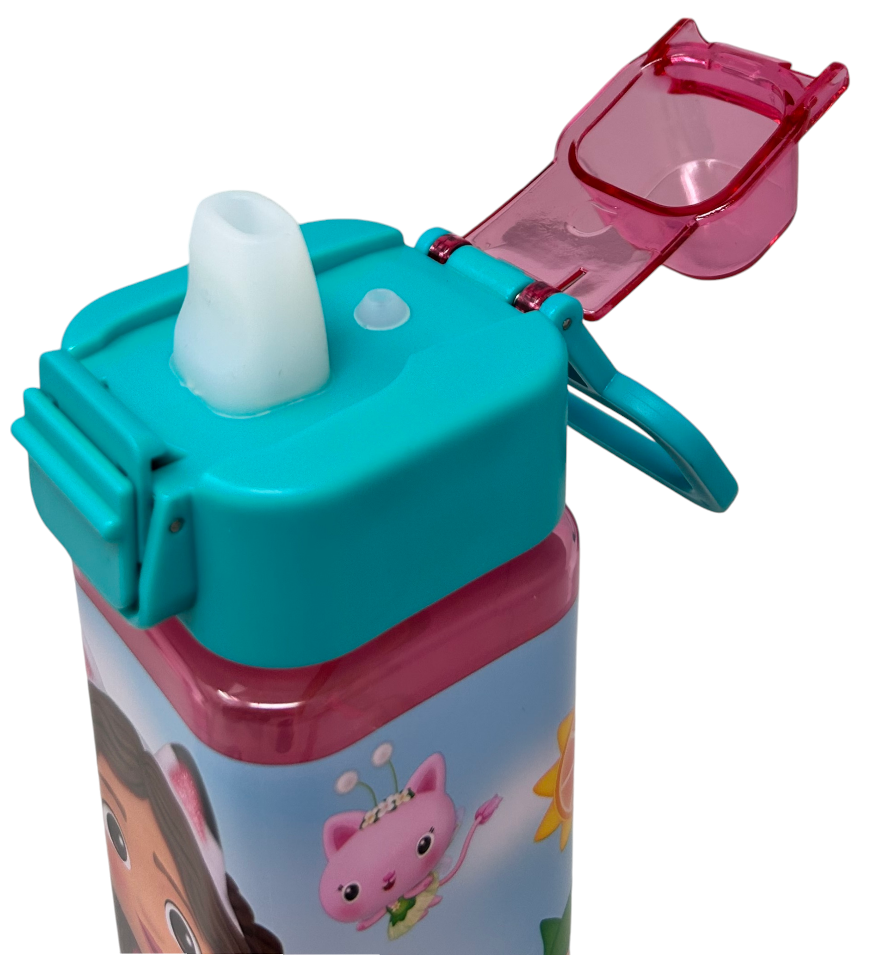 Borraccia Quadrata Gabby's Dollhouse 500 Ml in Plastica Riutilizzabile con Apertura a Scatto - Gd00073