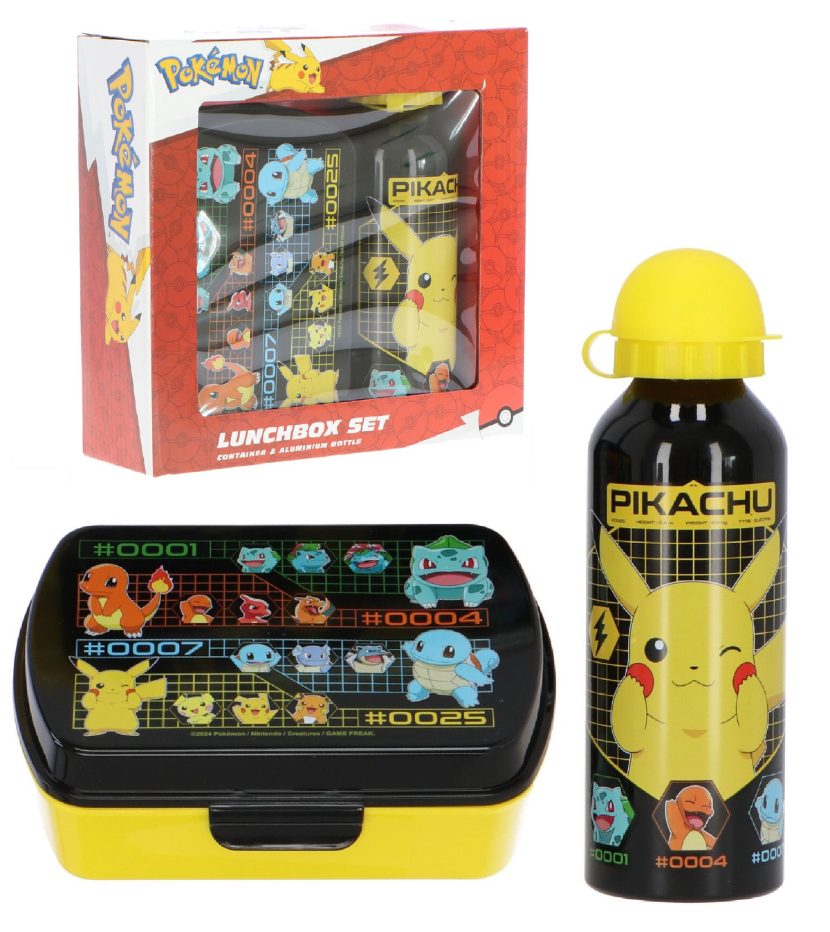 Set Borraccia in Alluminio e Portamerenda Pikachu Pokémon in Confezione - Pk00035