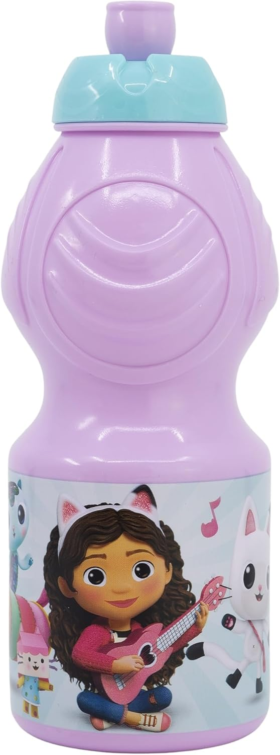 Borraccia Gabby's Dollhouse Modello Sport in Plastica Morbida Riutilizzabile con Beccuccio 400 Ml.