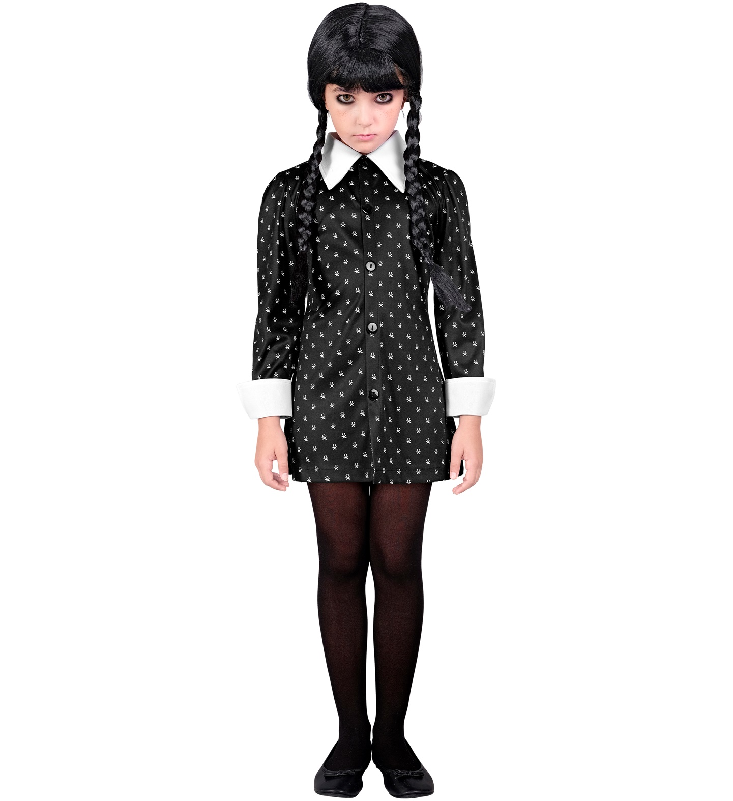 Vestito Carnevale Dark Girl Mercoledì Travestimento Costume per Halloween da Bambino - 4530
