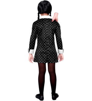 Vestito Carnevale Dark Girl Mercoledì Travestimento Costume per Halloween da Bambino - 4530