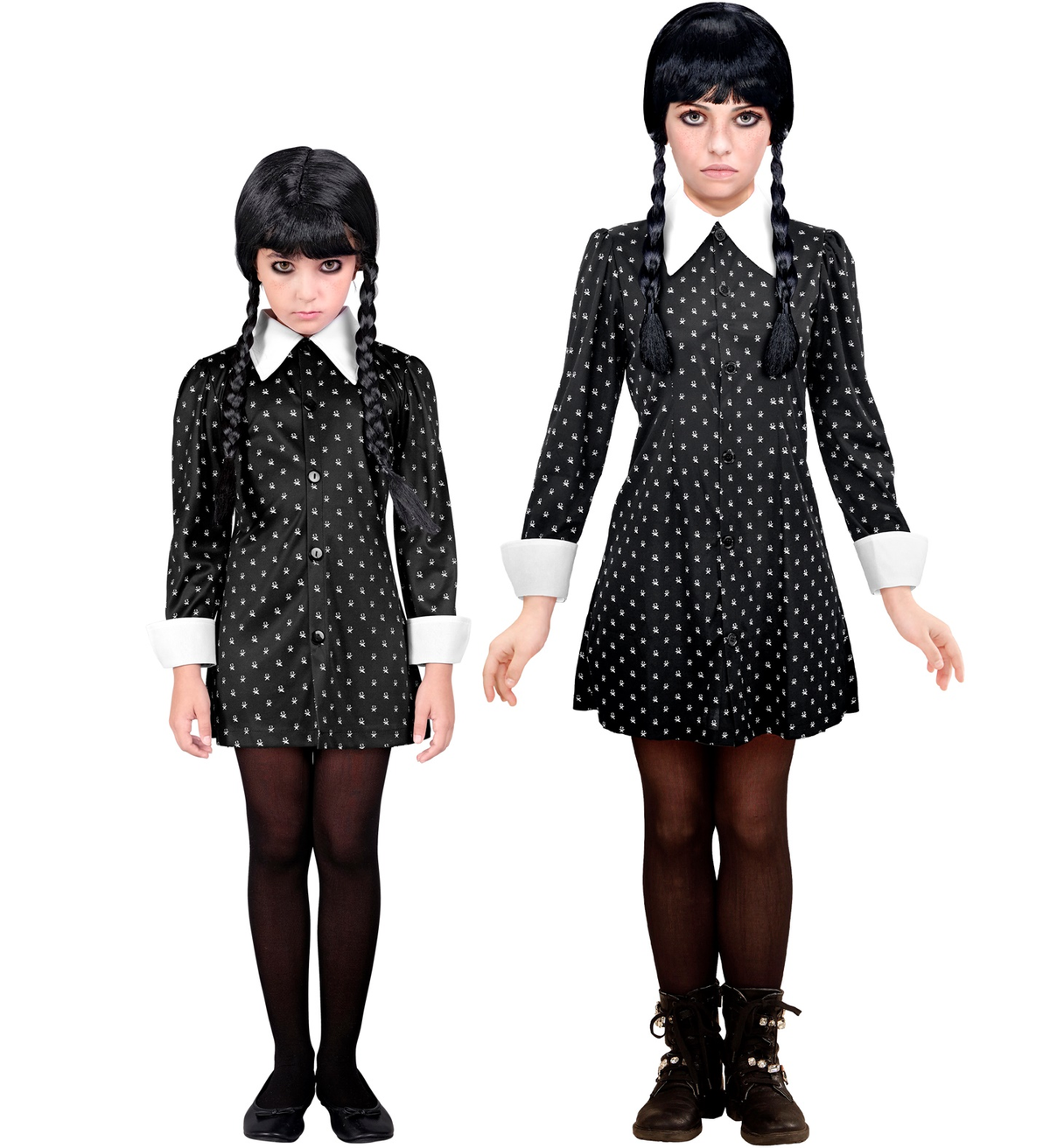 Vestito Carnevale Dark Girl Mercoledì Travestimento Costume per Halloween da Bambino - 4530