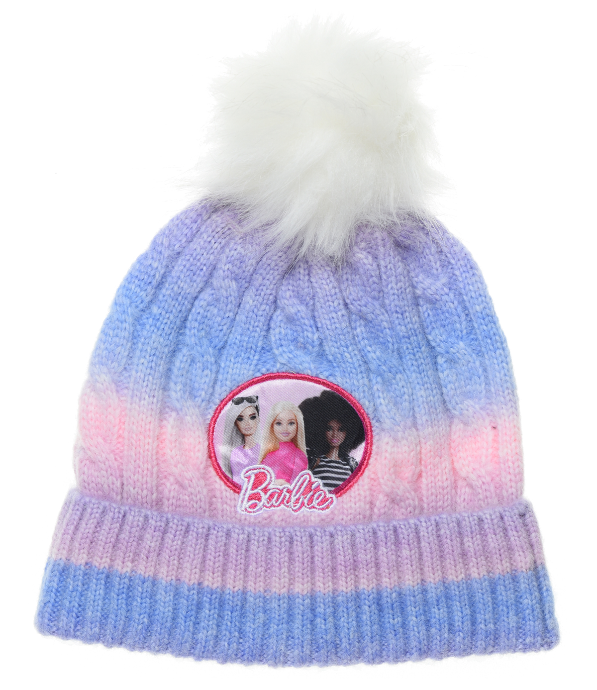 Cappello con Pom Pon Barbie Accessorio Invernale per Bambini 100% Acrilico - Xh4146viola