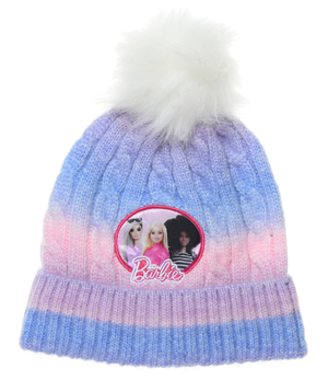 Cappello con Pom Pon Barbie Accessorio Invernale per Bambini 100% Acrilico - Xh4146viola