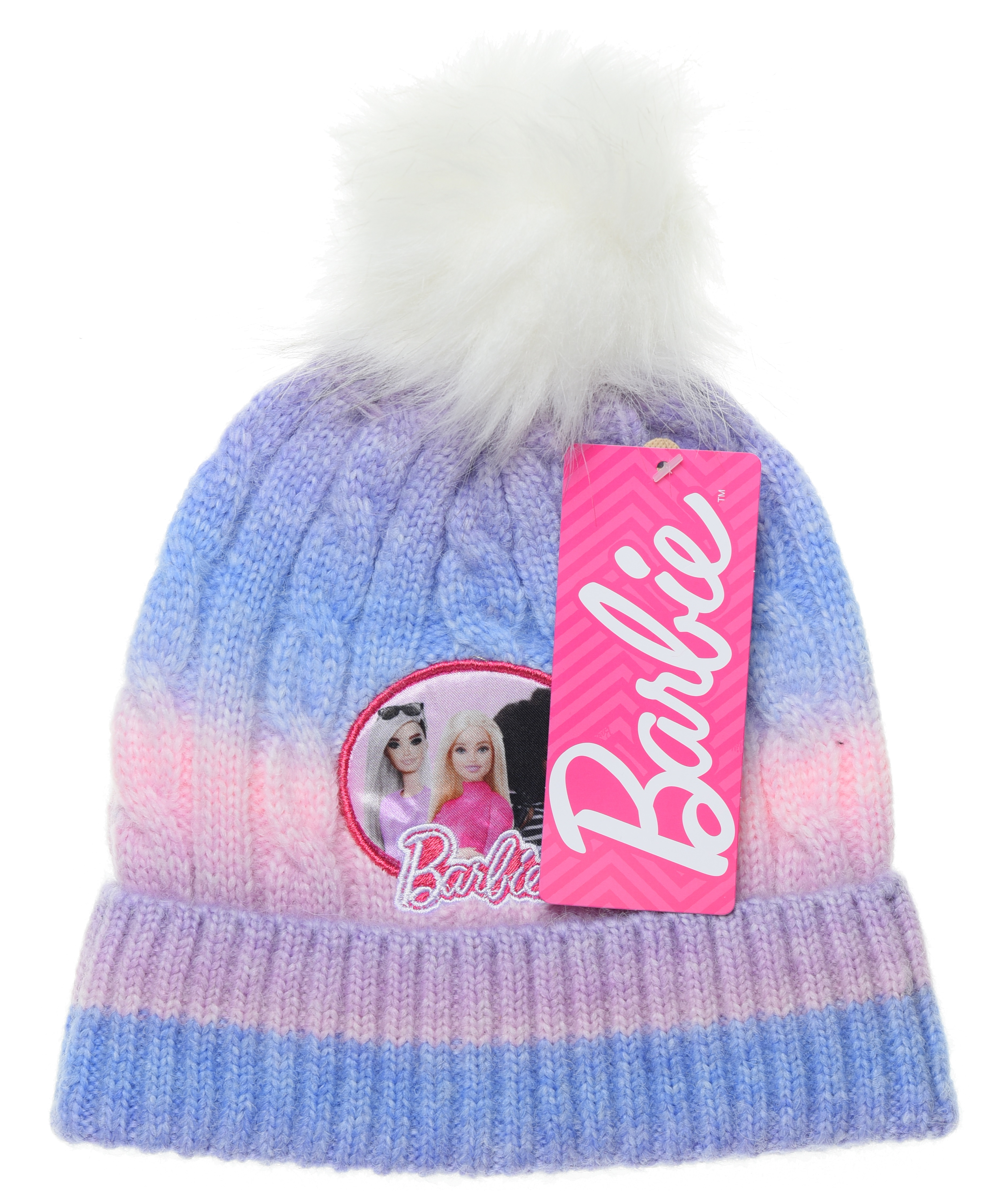 Cappello con Pom Pon Barbie Accessorio Invernale per Bambini 100% Acrilico - Xh4146viola