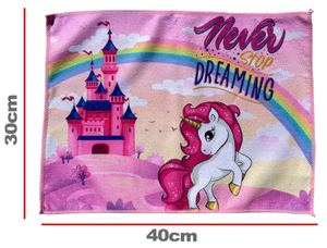 Tovaglietta Unicorno e Arcobaleno in Tessuto da Colazione Pranzo Cm.40x30 - Uni1000