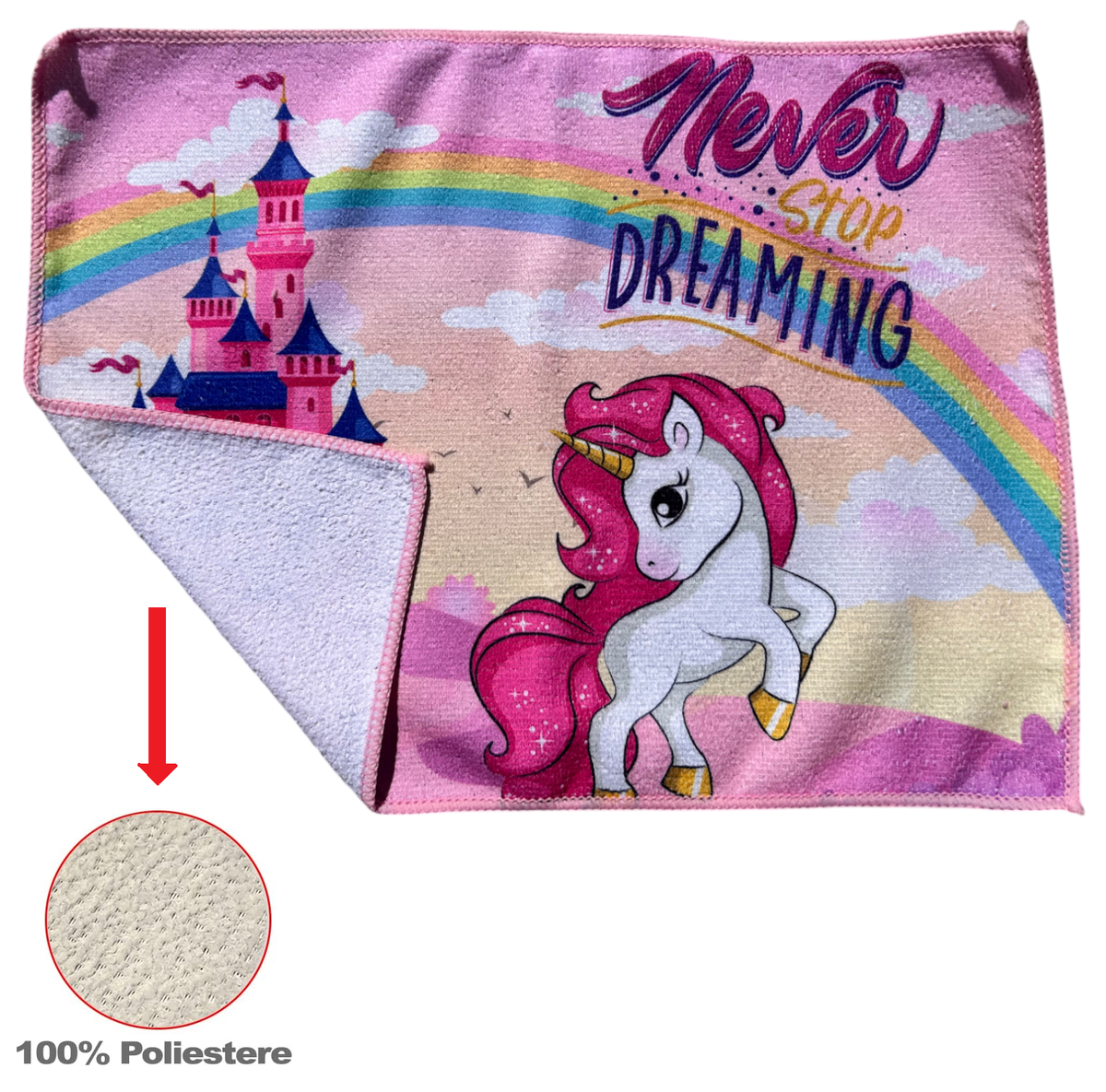 Tovaglietta Unicorno e Arcobaleno in Tessuto da Colazione Pranzo Cm.40x30 - Uni1000