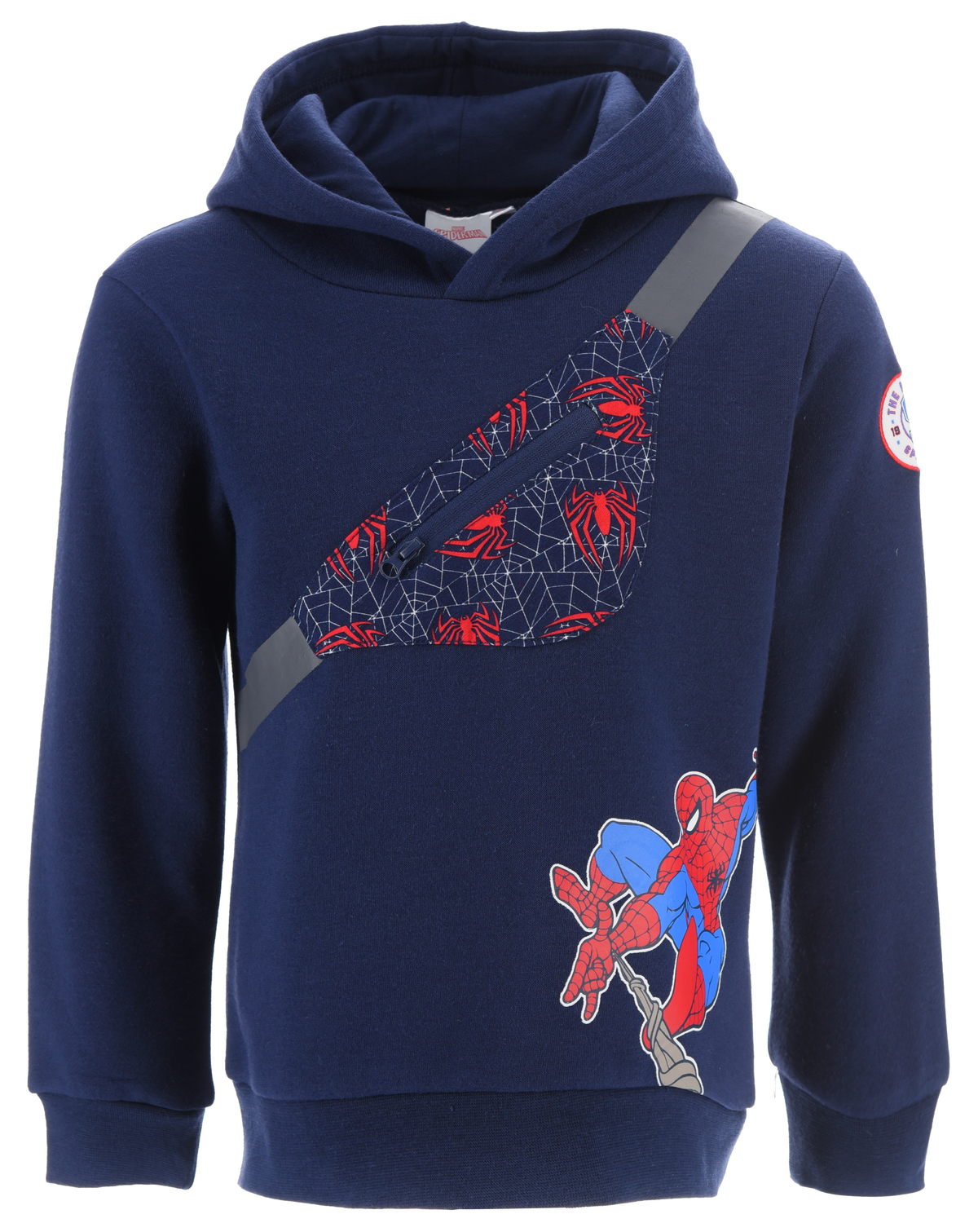 Felpa con Cappuccio Spiderman MARVEL 3/8 Anni Maglietta Sun City - Xh1078blu