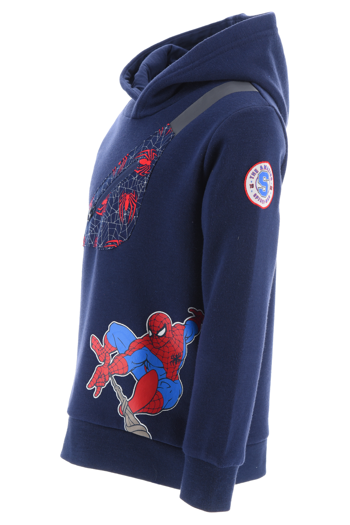 Felpa con Cappuccio Spiderman MARVEL 3/8 Anni Maglietta Sun City - Xh1078blu