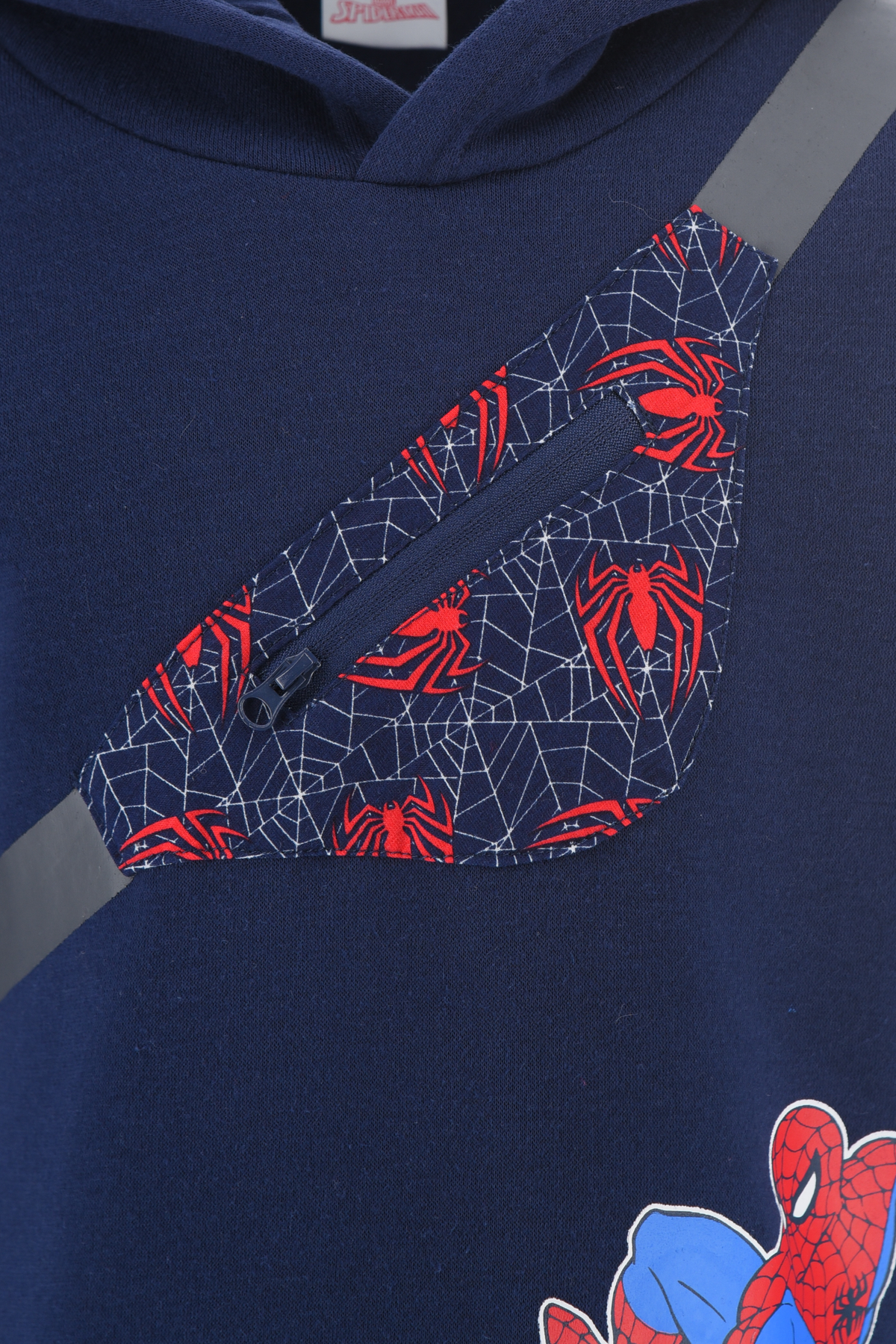 Felpa con Cappuccio Spiderman MARVEL 3/8 Anni Maglietta Sun City - Xh1078blu