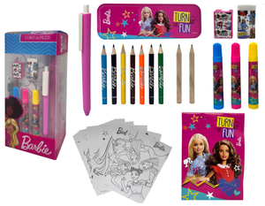 Cubo Cancelleria Barbie Confezione 25 Pezzi Kit per Disegnare e Colorare - Br0583
