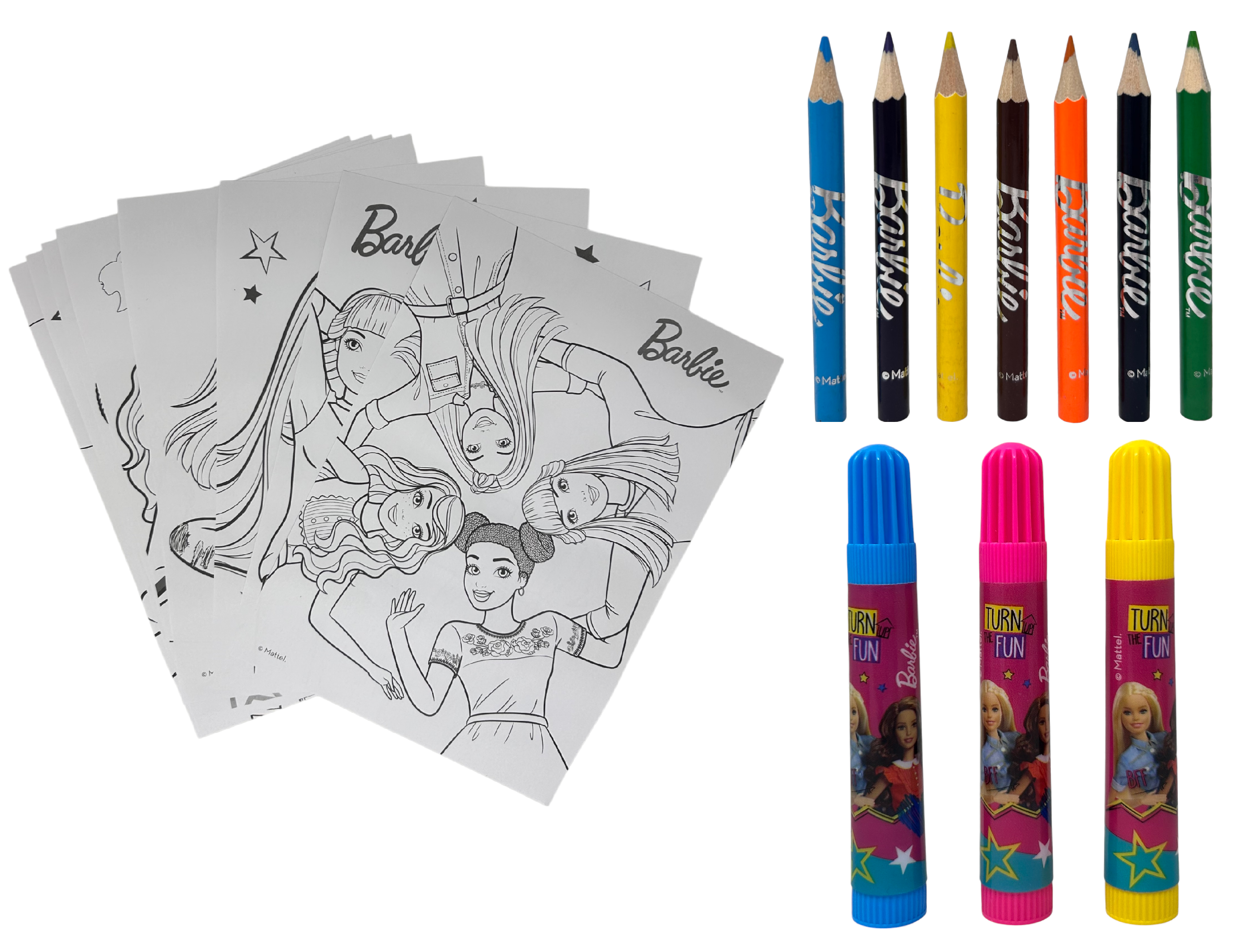Cubo Cancelleria Barbie Confezione 25 Pezzi Kit per Disegnare e Colorare - Br0583