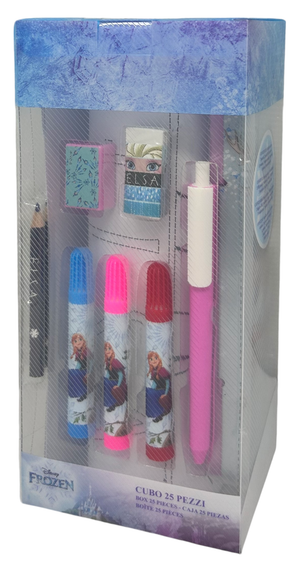 Cubo Cancelleria Frozen DISNEY Confezione 25 Pezzi Kit per Disegnare e Colorare - Fr0583