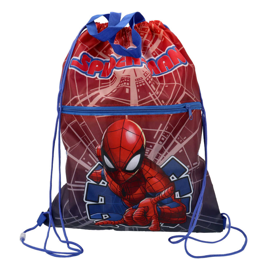 Sacca Spiderman MARVEL con Chiusura a Coulisse Tasca Frontale Borsa Tempo Libero Palestra Cm. 44x34 - 673382