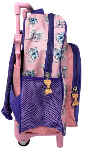 Zaino Asilo Trolley Stitch e Angel DISNEY con Tasca Frontale 30 Cm. Manico Allungabile - 674181