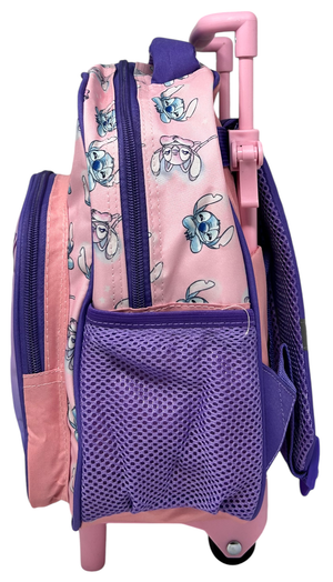 Zaino Asilo Trolley Stitch e Angel DISNEY con Tasca Frontale 30 Cm. Manico Allungabile - 674181