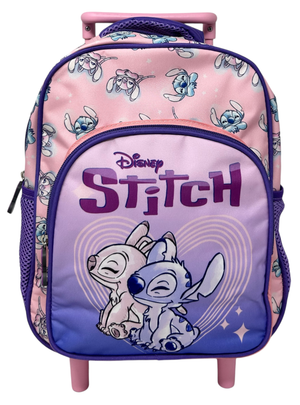 Zaino Asilo Trolley Stitch e Angel DISNEY con Tasca Frontale 30 Cm. Manico Allungabile - 674181