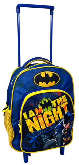 Zaino Asilo Trolley Batman DC con Tasca Frontale 30 Cm. Manico Allungabile - Ba0969