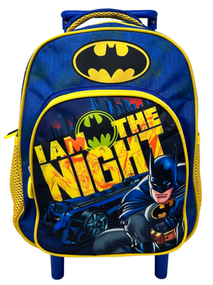 Zaino Asilo Trolley Batman DC con Tasca Frontale 30 Cm. Manico Allungabile - Ba0969