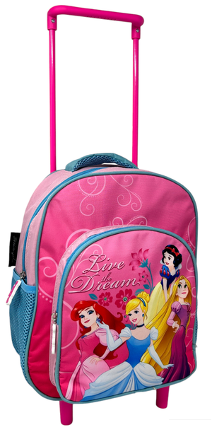 Zaino Asilo Trolley Principesse DISNEY con Tasca Frontale 30 Cm. Manico Allungabile - 673139