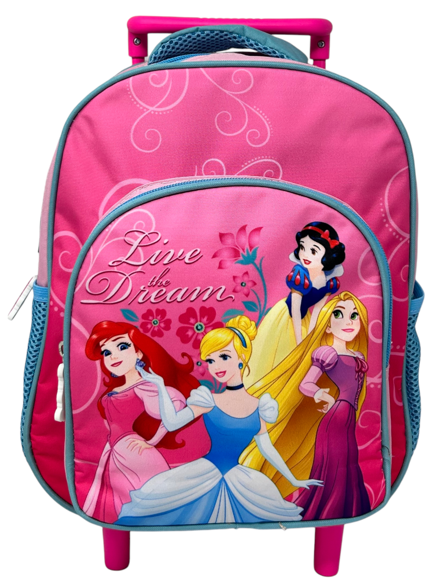 Zaino Asilo Trolley Principesse DISNEY con Tasca Frontale 30 Cm. Manico Allungabile - 673139