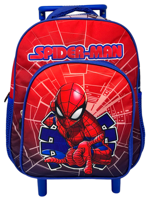 Zaino Asilo Trolley Spiderman MARVEL con Tasca Frontale 30 Cm. Manico Allungabile - 673085