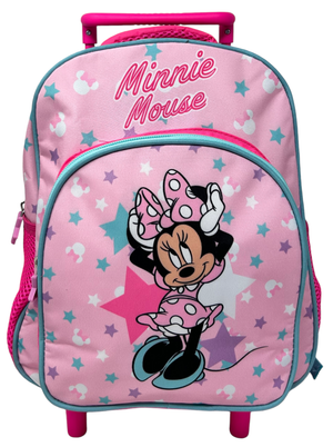 Zaino Asilo Trolley Minnie Mouse DISNEY con Tasca Frontale 30 Cm. Manico Allungabile - 673122