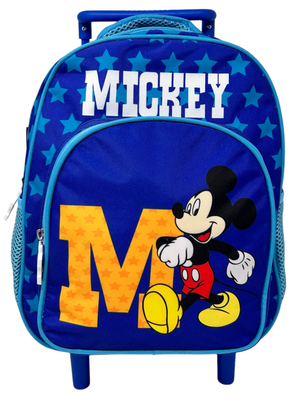 Zaino Asilo Trolley Mickey Mouse DISNEY con Tasca Frontale 30 Cm. Manico Allungabile - 673078