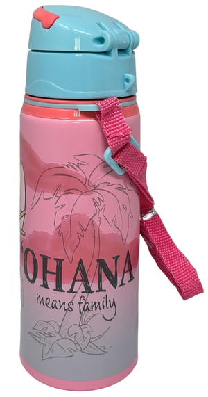 Borraccia in Alluminio con Cannuccia Stitch DISNEY 600 Ml Apertura Automatica con Tracolla- St00055