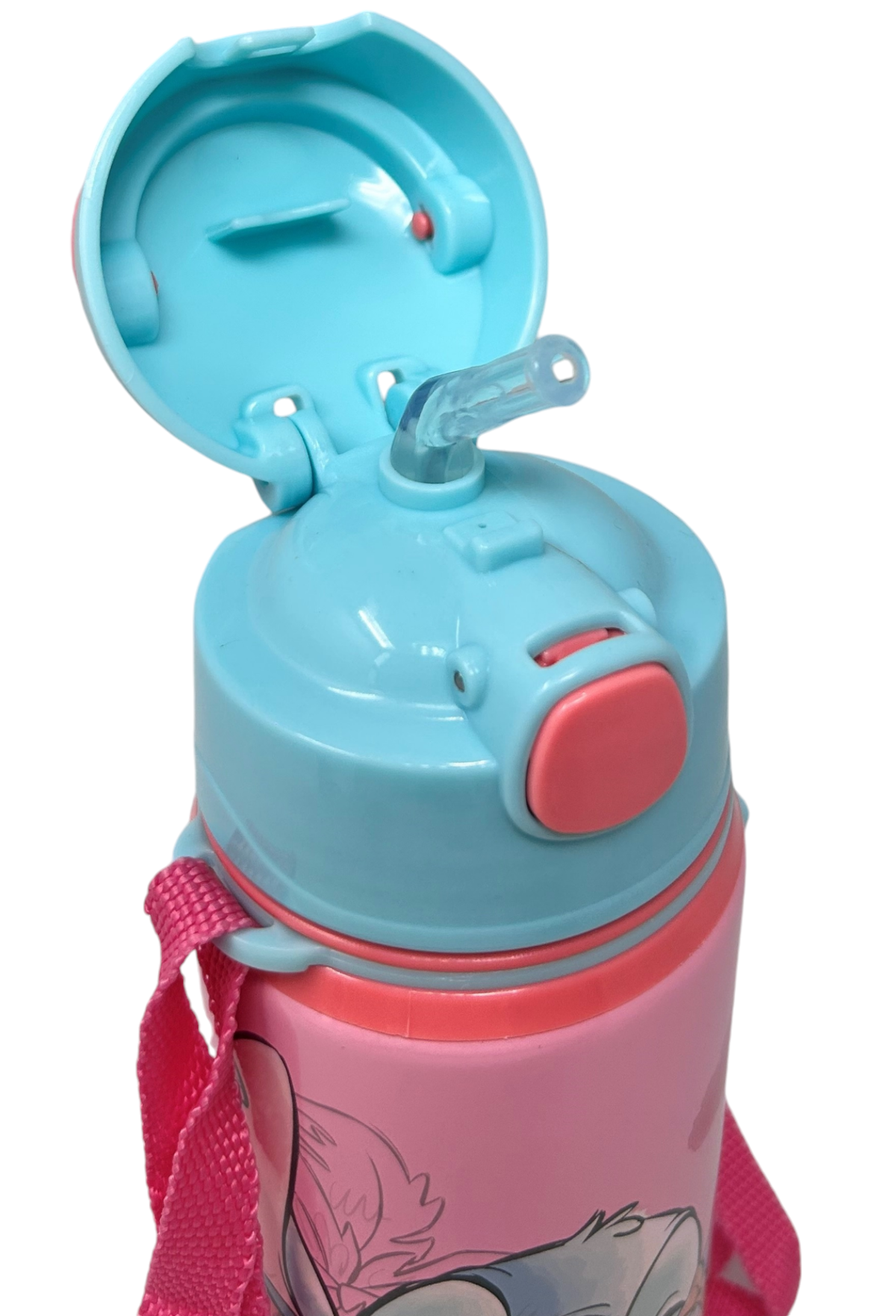 Borraccia in Alluminio con Cannuccia Stitch DISNEY 600 Ml Apertura Automatica con Tracolla- St00055