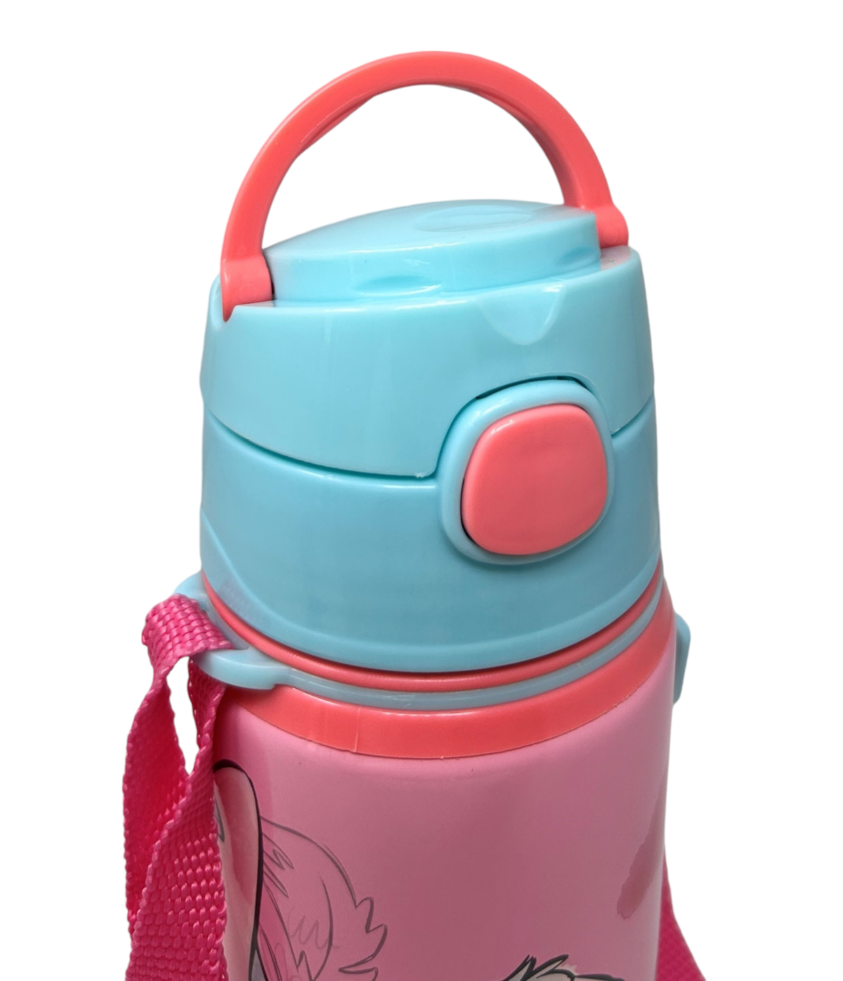 Borraccia in Alluminio con Cannuccia Stitch DISNEY 600 Ml Apertura Automatica con Tracolla- St00055