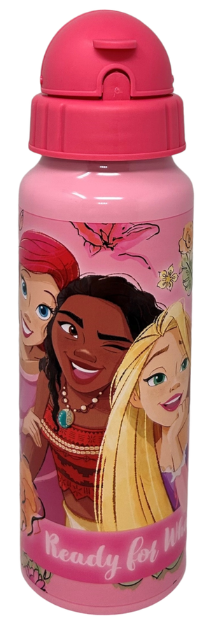 Borraccia in Alluminio con Cannuccia Principesse DISNEY Bottiglia per Bambini 550 Ml - D09506mc