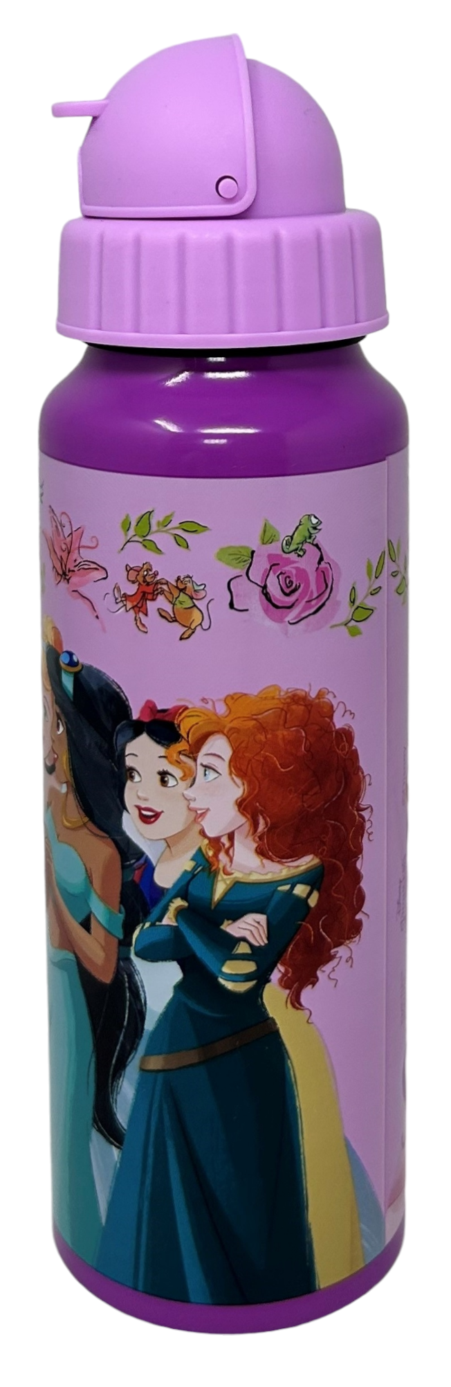 Borraccia in Alluminio con Cannuccia Principesse DISNEY Bottiglia per Bambini 550 Ml - D09506mc