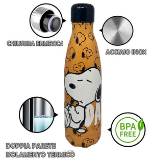 Bottiglia Termica Snoopy Borraccia in Acciaio Inossidabile 500 Ml - P10246te/s