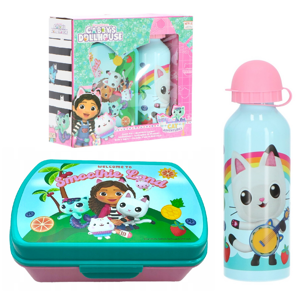Set Borraccia in Alluminio e Portamerenda Gabby's Dollhouse in Confezione - Gd00079