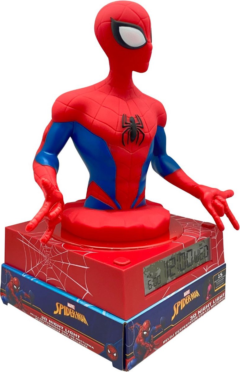 Lampada 3d Spiderman MARVEL da Comodino Luce Notturna LED Sveglia Digitale - Spd3621