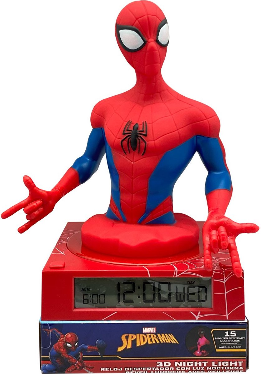 Lampada 3d Spiderman MARVEL da Comodino Luce Notturna LED Sveglia Digitale - Spd3621