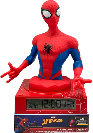 Lampada 3d Spiderman MARVEL da Comodino Luce Notturna LED Sveglia Digitale - Spd3621