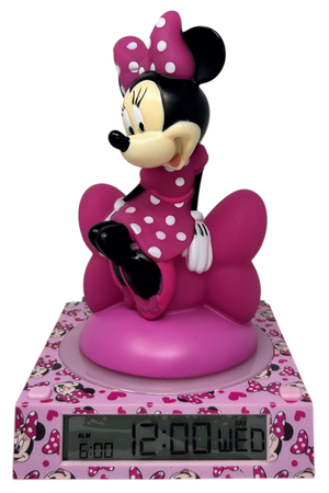 Lampada 3d Minnie Mouse DISNEY da Comodino Luce Notturna LED Sveglia Digitale - Mn4500