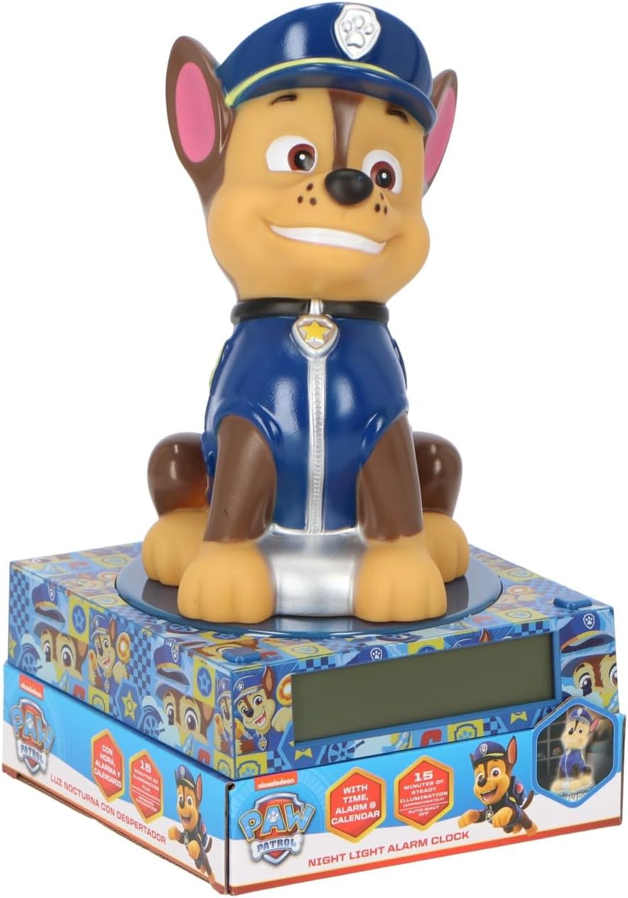 Lampada 3d Paw Patrol Chase da Comodino Luce Notturna LED Sveglia Digitale - Pw19972