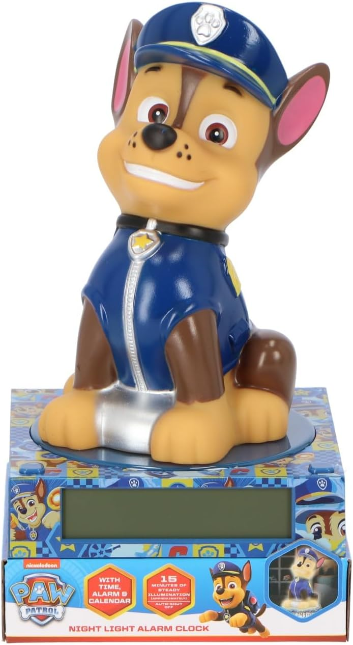 Lampada 3d Paw Patrol Chase da Comodino Luce Notturna LED Sveglia Digitale - Pw19972
