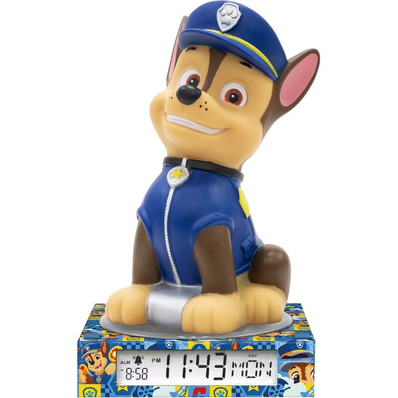 Lampada 3d Paw Patrol Chase da Comodino Luce Notturna LED Sveglia Digitale - Pw19972