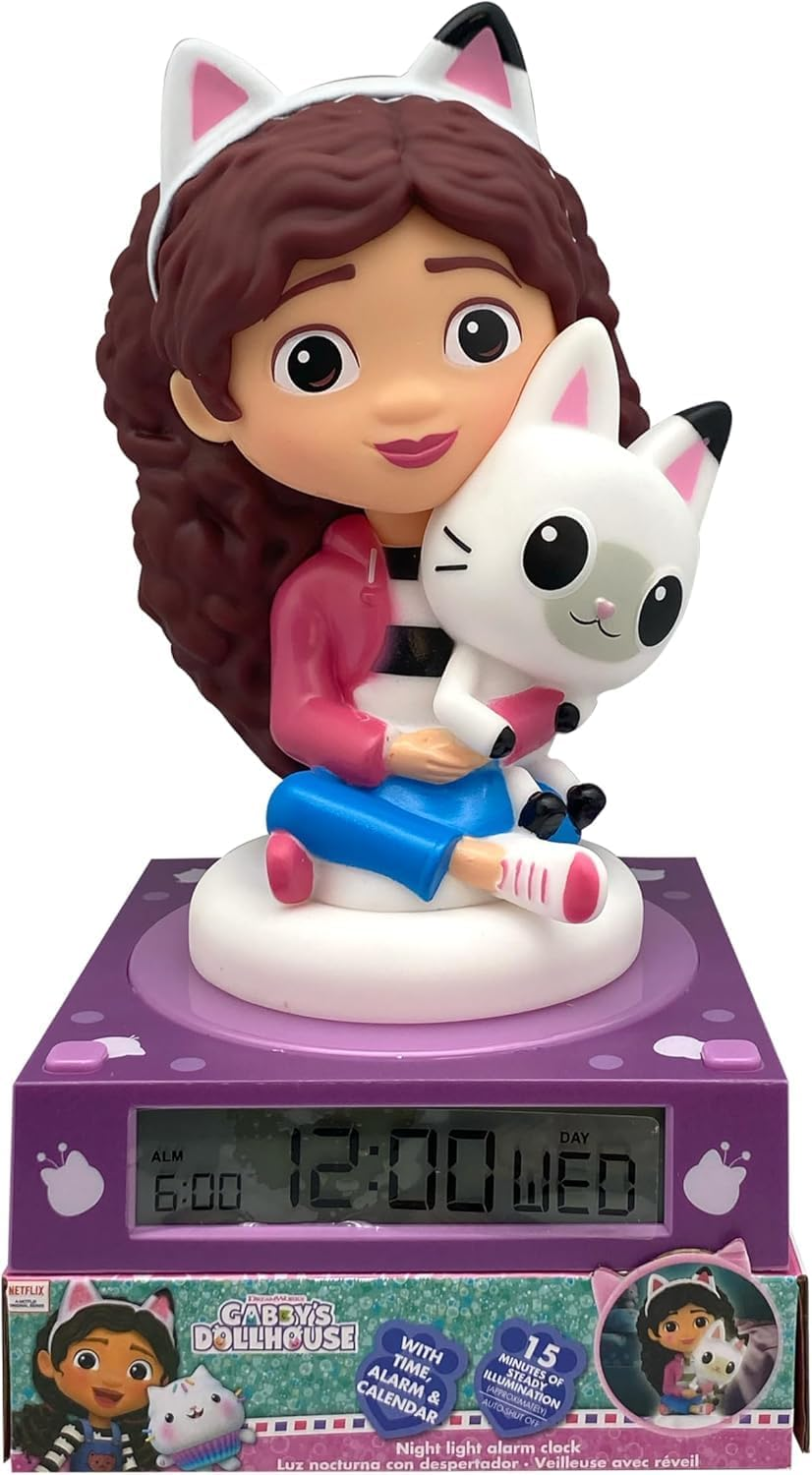 Lampada 3d Gabby's Dollhouse da Comodino Luce Notturna LED Sveglia Digitale - Gd00095