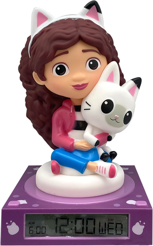 Lampada 3d Gabby's Dollhouse da Comodino Luce Notturna LED Sveglia Digitale - Gd00095