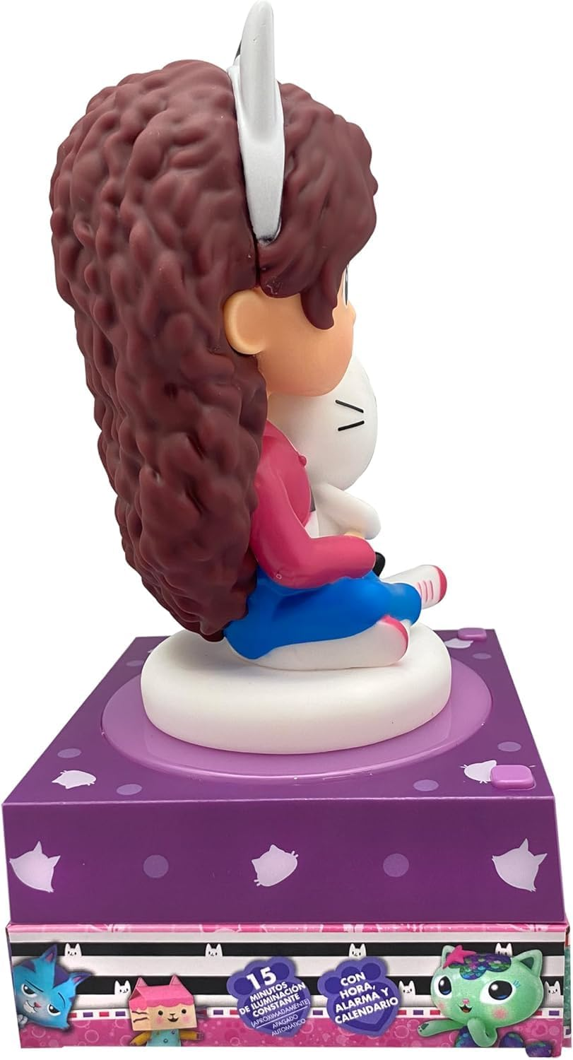 Lampada 3d Gabby's Dollhouse da Comodino Luce Notturna LED Sveglia Digitale - Gd00095