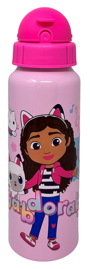 Borraccia in Alluminio con Cannuccia Gabby's Dollhouse Bottiglia per Bambini 550 Ml - O09514mc/f