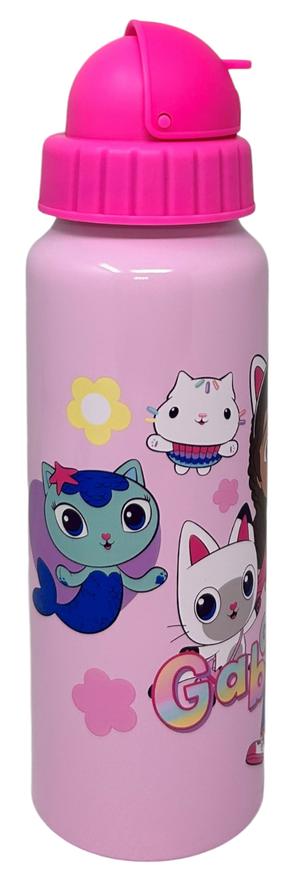 Borraccia in Alluminio con Cannuccia Gabby's Dollhouse Bottiglia per Bambini 550 Ml - O09514mc/f