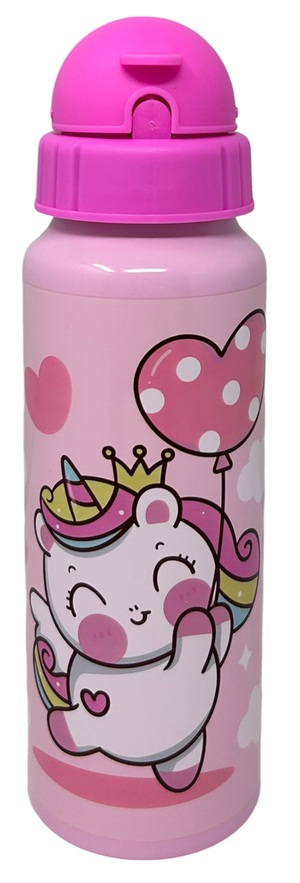Borraccia in Alluminio con Cannuccia Unicorno Bottiglia per Bambini 550 Ml - X09516mc/r