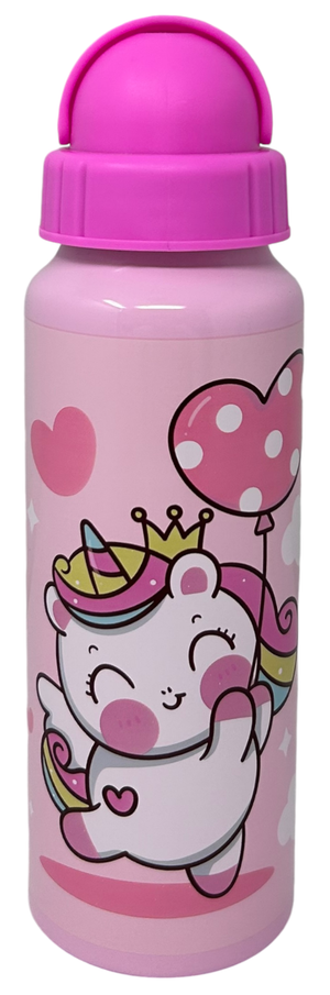 Borraccia in Alluminio con Cannuccia Unicorno Bottiglia per Bambini 550 Ml - X09516mc/r