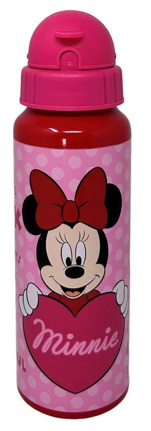 Borraccia in Alluminio con Cannuccia Minnie DISNEY Bottiglia per Bambini 550 Ml - D09505mc/f